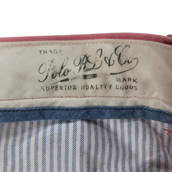 Polo Ralph Lauren Pants Mens 32x32 Pink Classic Fit Casual Flat Front Chino - Picture 6 of 9